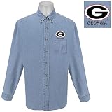 Georgia Bulldogs NCAA Denim Long Sleeve Button-Down Shirt (Blue)
