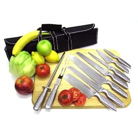 9 PC. stainless steel knife set with s s handle in carrying case by Prime Pacific