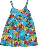 Elastic Strap Dress - Hawaiian Vacation Activities Empire Drawstring Back Hawaiian Aloha Sun Dress in Blue - 6X