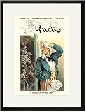 Black Framed/Matted Print 17x23, Puck Magazine: A Skeleton of His Own