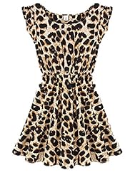 Above the Knee Leopard Print Linen Short Sleeves Mini Dress 