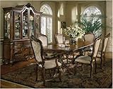 IMAGE OF FRENCH PROVINCIAL 7PC DINING ROOM TABLE SET FURNITURE: Pedestal Table, 2 Arm Chairs and 4 Side Chairs