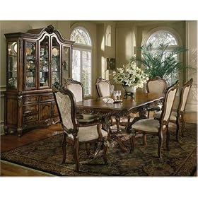 FRENCH PROVINCIAL 7PC DINING ROOM TABLE SET FURNITURE: Pedestal Table, 2 Arm Chairs and 6...
