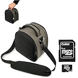 Grey Slim Holster Camera Bag Carrying Case will easily hold your camera, battery charger, memory cards, and accessories For Olympus FE-4050 FE-5040 FE-5050 Stylus-5010 Stylus-7040 Stylus-7050 Stylus-9000 Stylus Tough-3000 Stylus Touch 6020 Stylus Touch-8010 T-10 T-110 TG-310 TG-610 TG-810 VG-110 VG-120 VG-320 VR-320 VR-330 Point and Shoot Digital Camera + Includes eBigValue Determination Hand Strap Key Chain + Includes a 4GB Micro SD Card with SD Adaptor