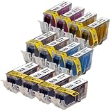 LD © Canon PGI-220 & CLI-221 Compatible Set of 12 Ink Cartridges: 4 Pigment Black PGI-220, 2 each of CLI221 B/C/M/Y