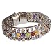 Link Bracelet Silver Multi Gemstone India Jewelry Dia 2.1 inches (brclt283b)