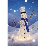Lighted Twinkle White Grapevine Snowman Decoration