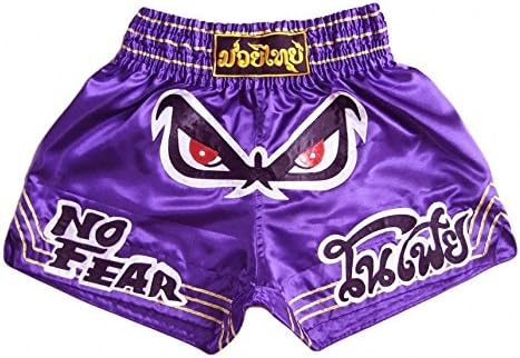 001555 Muay Thai Kick Boxing Shorts Trunks Pants Purple Size XL Satin No Fear
