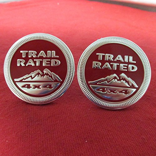 Yoaoo-oem® Auto Tuning 2pcs(1set) Oem for Jeep Trail Rated 4x4 Nameplate Emblem Wrangler Grand Cherokee Liberty Badge Sticky Back Logo Trailhawk 2014 (Red)