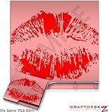 Sony PS3 Slim Skin - Big Kiss Lips Red on Pink