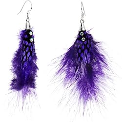 Handcrafted Foxy Purple Natural Feather Earrings