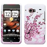 Red Spring Blossom Flowers with Yellow Bees Snap on Hard Skin Faceplate Cover Case for HTC Droid Incredible 6300