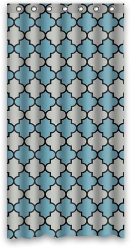 Blue Gray Black Moroccan Trellis Shower Curtain,Latticework Shower Curtain Polyester Fabric Waterproof 36" x 72"