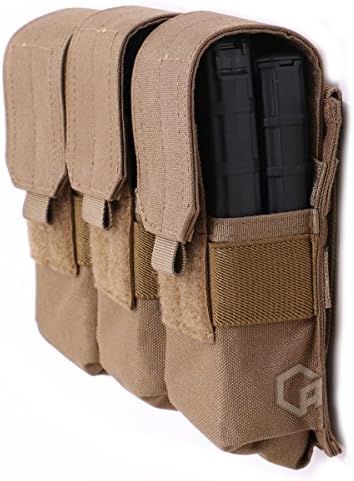Triple M4 Magazine Pouch - Closed Top, Double Stacked, Holds 6 Magazines (Tan)