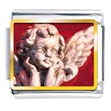 Gazing Cherub Angel Religious Italian Charms Bracelet Link