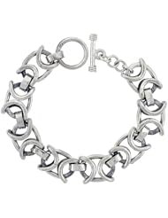 Sterling Silver Oval Link Bracelet Toggle Clasp Handmade 1/2 inch wide, sizes 8, 8.5 & 9 inch