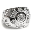 Sterling Silver Men's Rings with Clear Cubic Zirconia - Sizes: 8-12