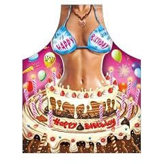 Sch�rzen Set: Geburtstagstorte mit sexy Frau + Mann Geburtstag Happy Birthday (Nr. 355+375) UNI-Gr�sse - einzeln im Polybeutel verpackt - inkl. Pflegeantleitung in Textform - lustige Grillsch�rzen / Partysch�rzen mit Motiv, ideal f�r K�che, Haushalt & Party