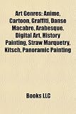 Art genres: Anime, Cartoon, Graffiti, Danse Macabre, Arabesque, Stuckism, Digital art, History painting, Straw marquetry, Kitsch