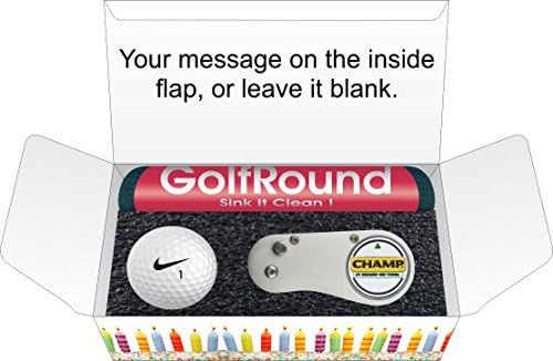 Birthday Golf Gift Set (Short Game Essentials) GolfRound Towel - Nike Golf Ball - FLIX Repair Tool - Golf Greeting Card - Packaging (Without Gift Tag)