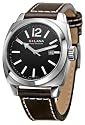 Golana - AE100.3 - Aero -Pro - Aviators - Montre Homme Acier - Quartz Analogique - Dateur - Cadran Noir - Bracelet Cuir Marron