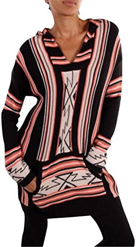 CHELSEA VERDE Tribal Soft Kangaroo Pocket Slouchy Hoodie/Sweater/Tunic (m/l)