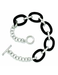 Genuine .925 Sterling Silver Onyx & Cz Bracelet 7.75 Inch Length. 100% Satisfaction Guaranteed.