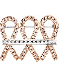 14K Rose and White Gold Diamond "Me and My Two Friends" Breast Cancer Awareness Brooch -- LIFETIME WARRANTY