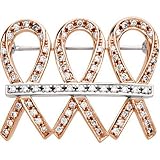 14K Rose and White Gold Diamond Me and My Two Friends Breast Cancer Awareness Brooch