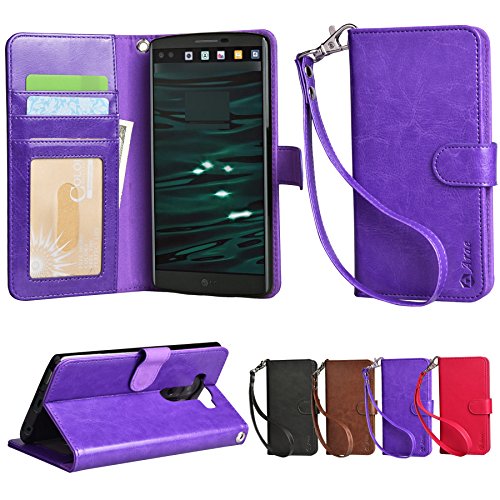Lg v10 case, arae lg v10 wallet case, [wrist strap] fli…