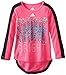 adidas Little Girls' Long Sleeve Girly Tee Shirt, Pink Glo, 5