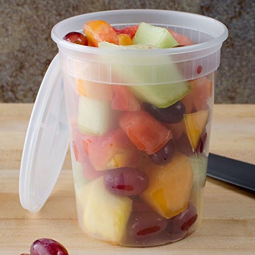 Food Storage Plastic Containers with Lids 32 Ounce oz - 6 Sets