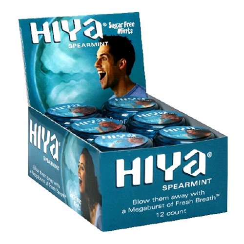 Hiya Sugar-Free Mints, Spearmint, Mini Jars in 12-Count Boxes (Pack of 2) by Sugar-Free Candy