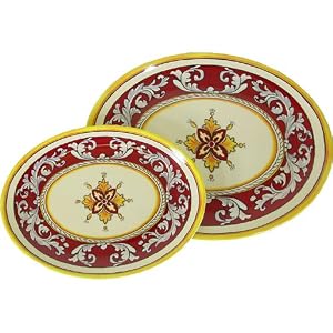 Set of Le Cadeaux Triple Weight Melamine 12 Inch + 16 Inch Oval Serving Platter