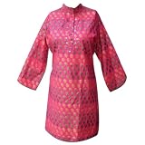 Handmade Printed Ladies Cotton Top Mirror Neck Work & designer sleeves (Free Shipping) LLtop0045rr