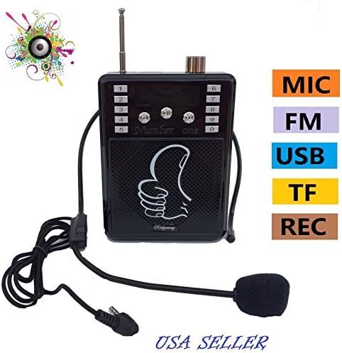RiderTech Portable Waist-Band Portable PA System Voice Audio Amplifier With Headset Microphone, USB/SD/3.5MM Inputs Rechargeable Batteries