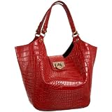 DKNY Croc-Embossed Leather Medium Slouchy Tote
