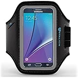 Galaxy Note 5 Armband: Stalion&reg; Sports Running & Exercise Gym Sportband for Samsung Galaxy Note 5 & Galaxy S6 Edge+ (Plus)(Jet Black) Water Resistant + ID/Credit Card/Money Holder