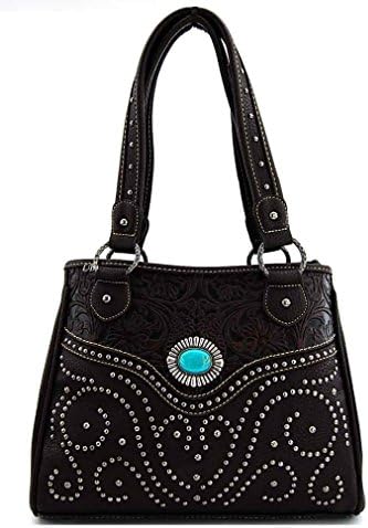 Montana West Handbag Wallet Set, Swirl Studs, NEW (Coffee)