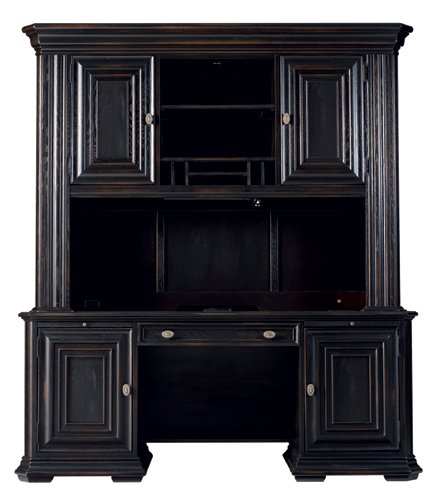 Stanley Furniture Paradise Valley Computer Credenza with Hutch in Antique Ebony 756-88-42 / 756-88-4