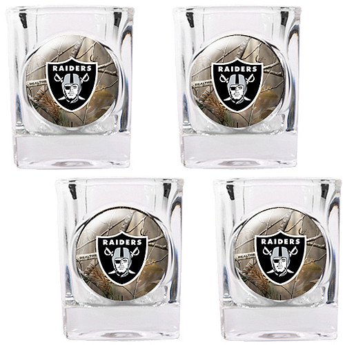 NFL Oakland Raiders Open Field Four Piece Square Shot Glass Set