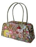 Camel Polypropylene Retro French Design From Paris Bold and Bright Print Handbag by Decodelire Paris