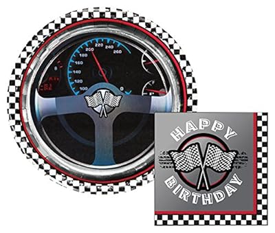 Racing Happy Birthday Lunch Napkins & Dinner Plates Party Kit for 8