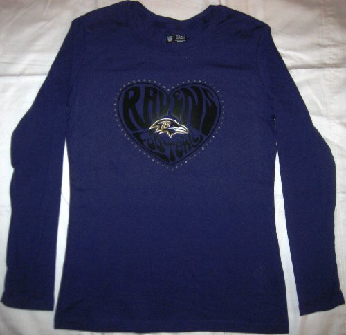 Baltimore Ravens Heart Football Women's Long Sleeve T-shirt (Large)
