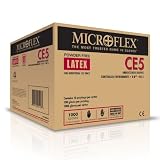 Microflex CE5 Latex Glove, Powder Free, 9" Length, 5 mils Thick, Large (Pack of 100)