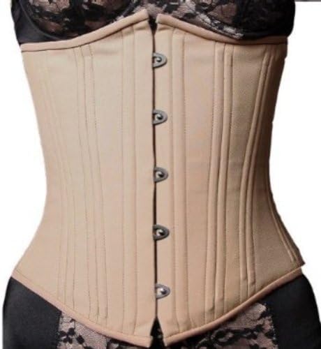 Beige Steel Boned Waist Training Underbust Tight Lacing Corset Bustier, Size 28