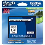 Brother Laminated Tape Black on White, 6mm (TZe211) - Retail Packaging