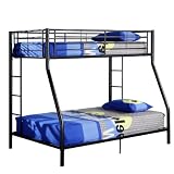 Metal Twin Over Full Double Bunk Bed, Black