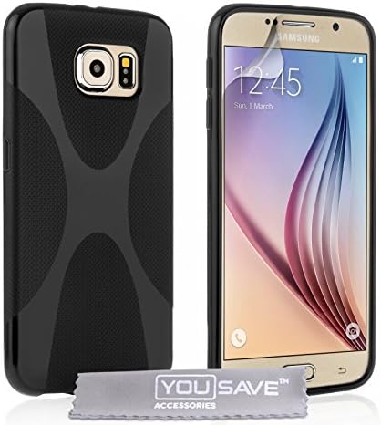 Yousave Accessories Samsung Galaxy S6 Case Black Silicone X-Line Cover