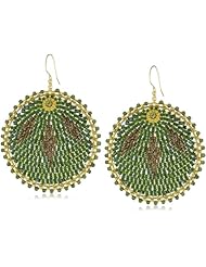 Miguel Ases Green Jade Large Round Drop Earrings